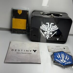 Destiny Loot Gaming Black Tin Lunch Box Spicy Ramen Patch Stasis Coaster & Books